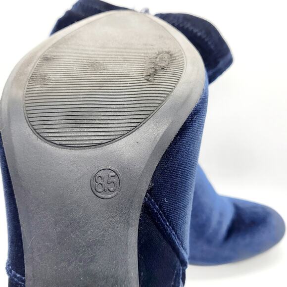 Y2K Candie's FANSV Navy Blue Faux Suede Chunky Heel Ankle Boots Women's Size 8.5 - Picture 9 of 11